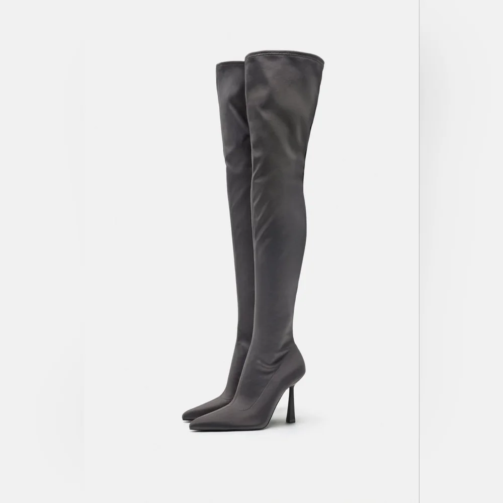 ZARA LIMITED EDITION FABRIC OVER THE KNEE HEELED BOOTS